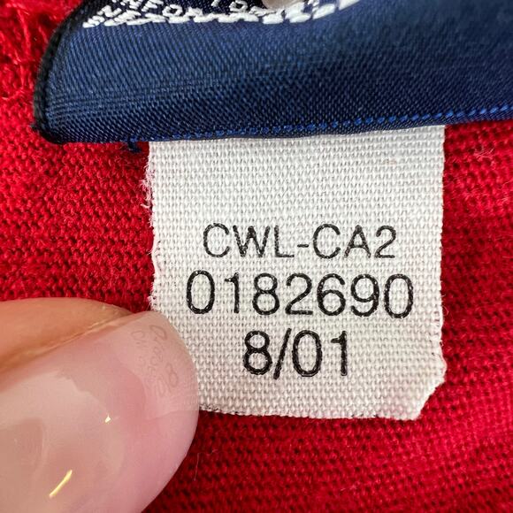 Vintage TOMMY HILFIGER Spellout Red White Cotton Long Sleeve Sweatshirt Size XL - Picture 10 of 10